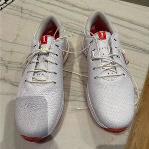 Nike White and Red Men's Golf Shoes